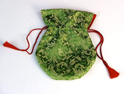 Mala Beads Default Small Green Silk Mala Bag fb426