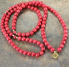 Mala Beads Default Stretchy Red Jade Mala with Gold OM ml167