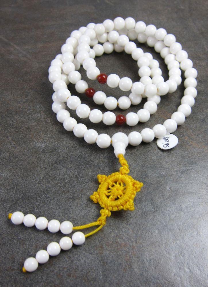 Tibetan Naga Shell Dharma Wheel Mala - DharmaShop