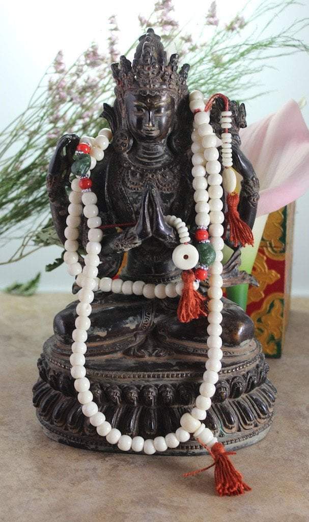 Mala Beads Default Traditional Bone and Turquoise Tibetan Mala ml149
