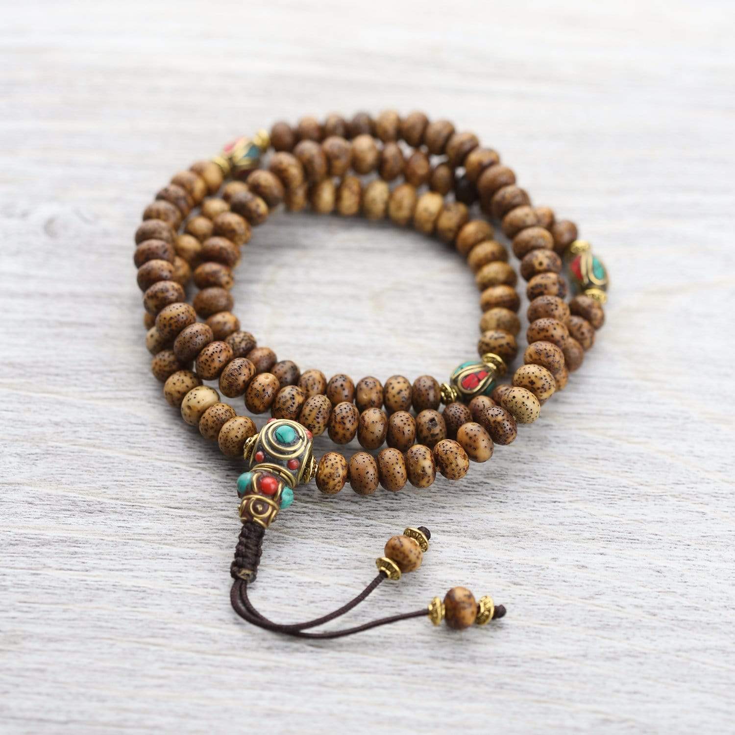 Mala Beads Divine Lotus Seed Mala with Vintage Beads ML601