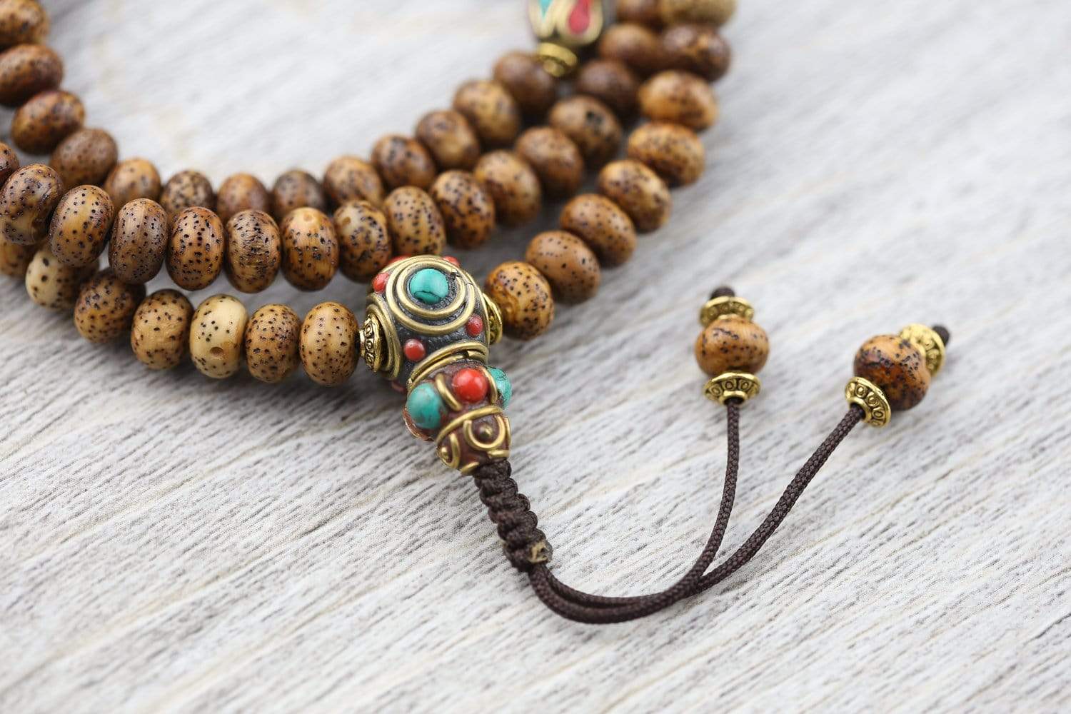 Mala Beads Divine Lotus Seed Mala with Vintage Beads ML601