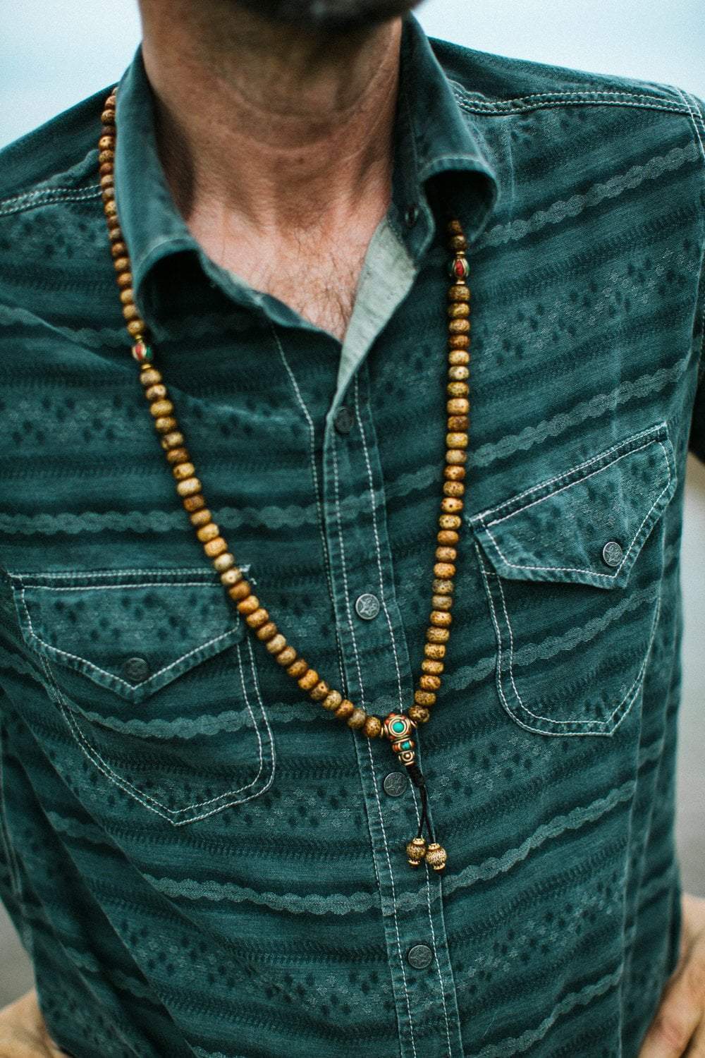 Mala Beads Divine Lotus Seed Mala with Vintage Beads ML601