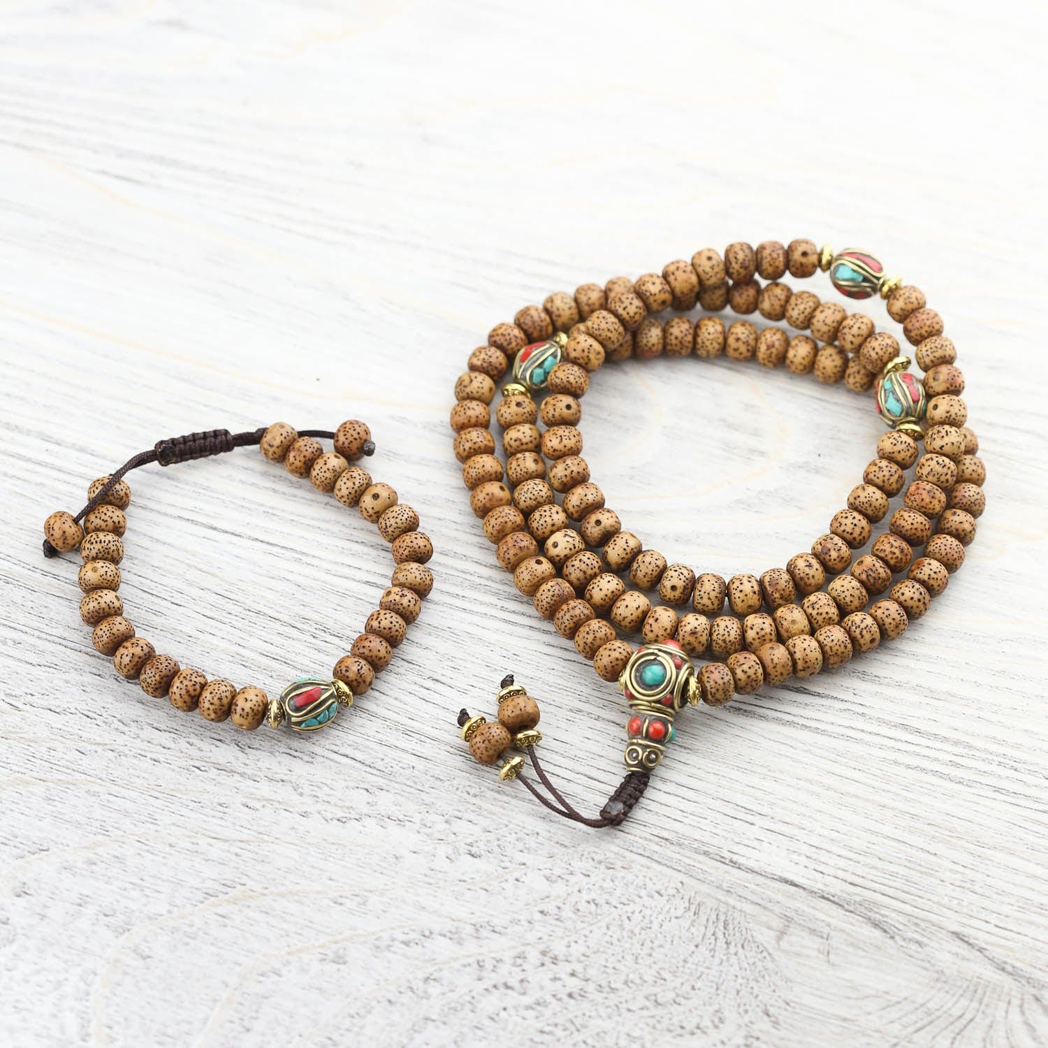 Mala Beads Divine Rebirth Lotus Seed Mala & Bracelet Set