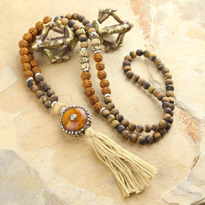 Mala Beads Dynamic Energy Mala with Traditional Tibetan Pendant ML567