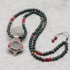 Mala Beads Fancy Jasper and Tibetan Gau Mala ML657