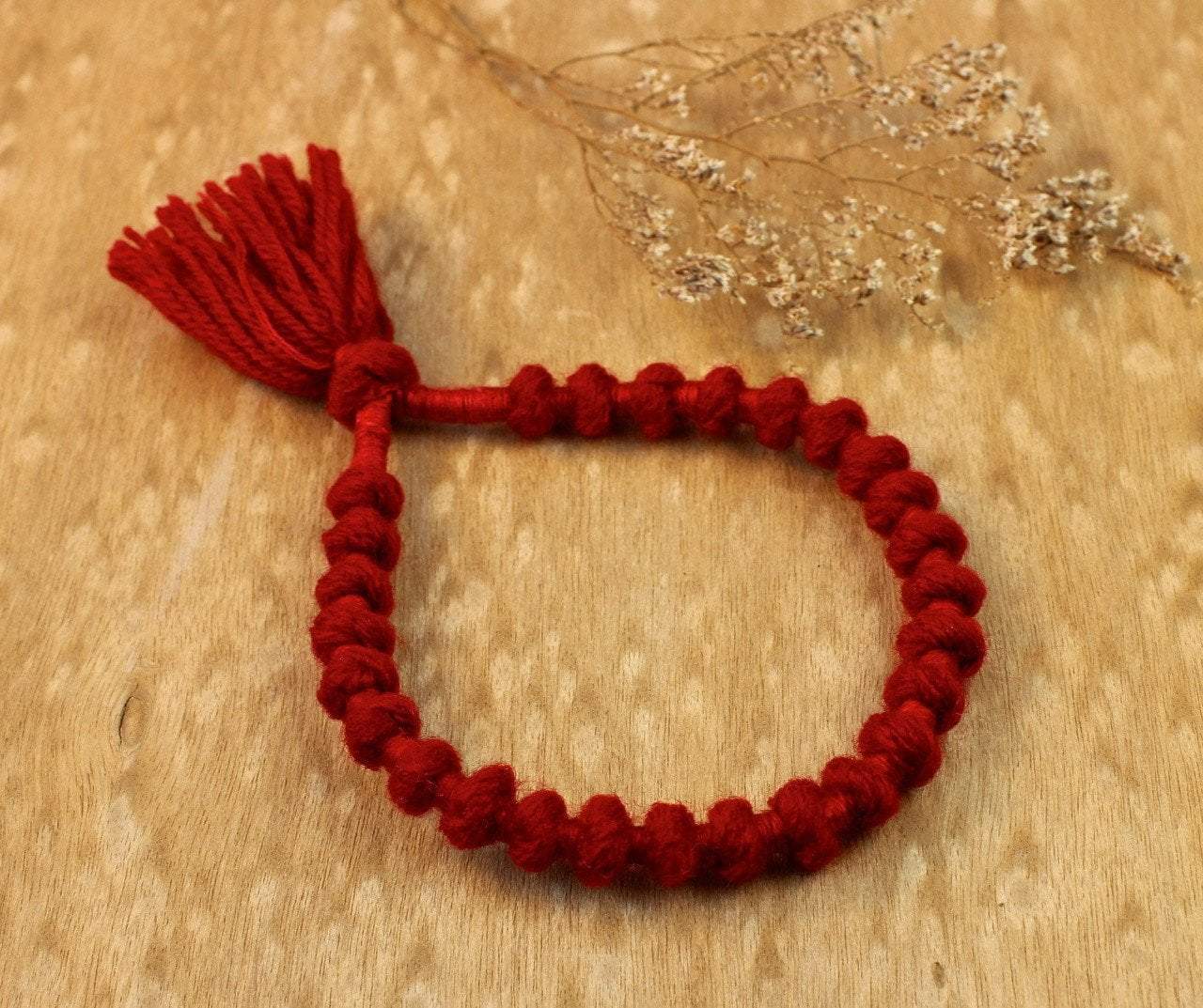 Maroon Wool Wrist Mala DharmaShop