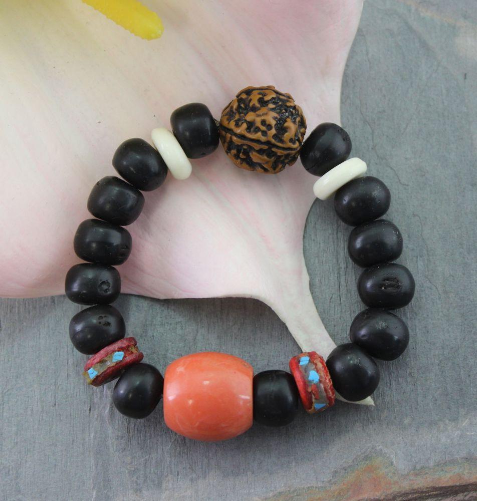 Mala Beads,Jewelry,New Items,Men's Jewelry Default Vintage Sherpa Coral Spacer Old Bodhi Wrist mala wm196