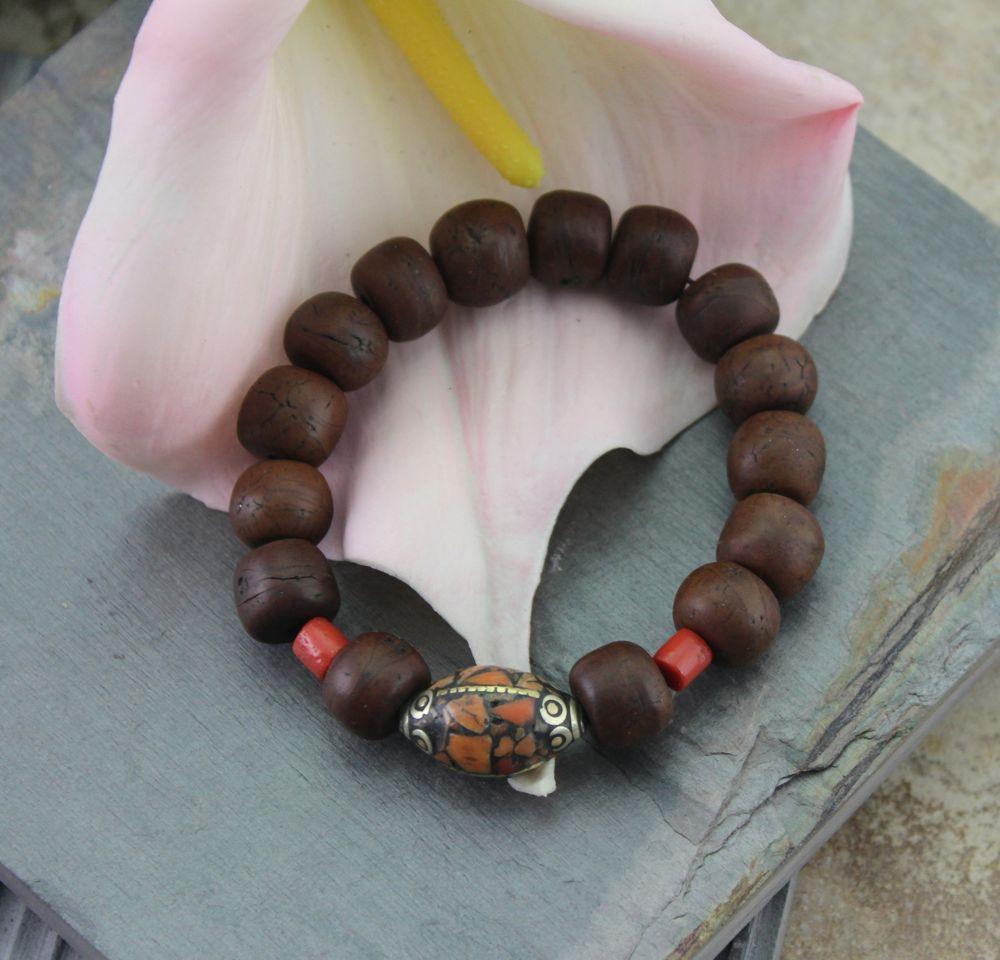 Mala Beads,Jewelry,New Items,Tibetan Style,Men's Jewelry Default Vintage Coral Spacer Old Bodhi Wrist mala wm194