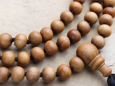 Mala Beads Knotted Natural Wood Bead 108 Mala ML576