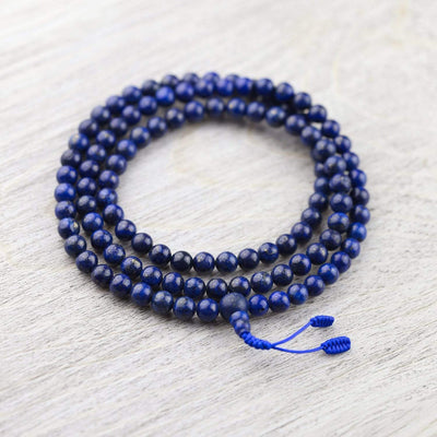 Lapis Lazuli, Brass and Ebony Full Mala – Japa Mala Beads