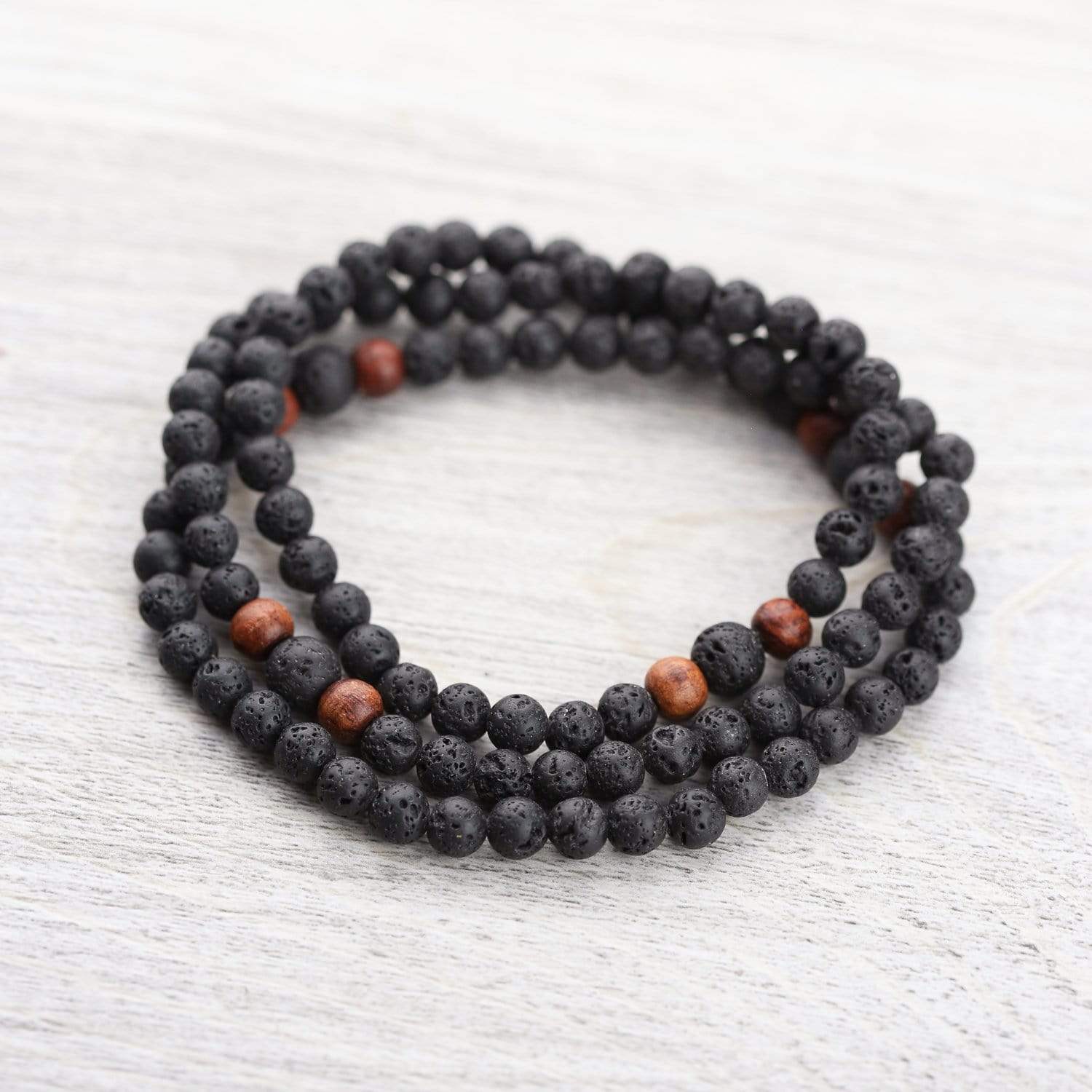 Mala Beads Lava Rock and Rosewood Tibetan Mala ML534