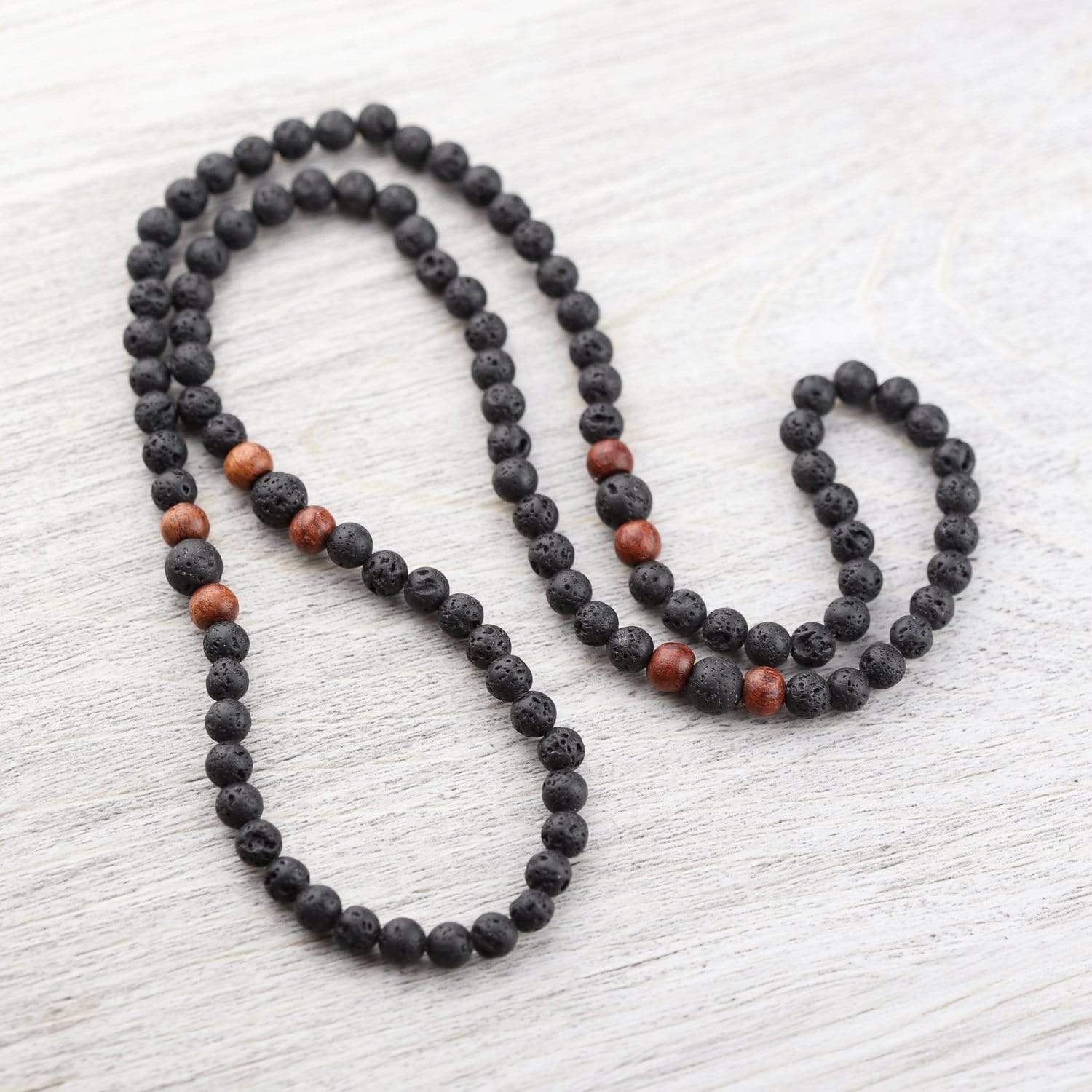 Lava Rock and Rosewood Tibetan Mala DharmaShop