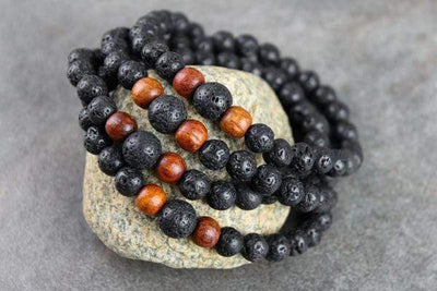Mala Beads Lava Rock and Rosewood Tibetan Mala ML534