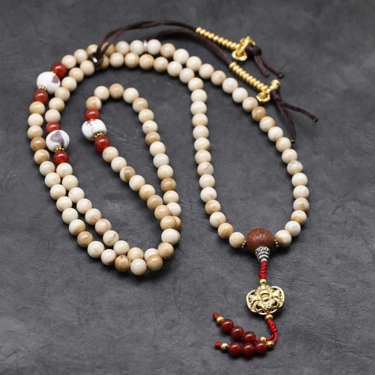 Shell Maala Naga Shell Mala with Tibetan Counters - DharmaShop