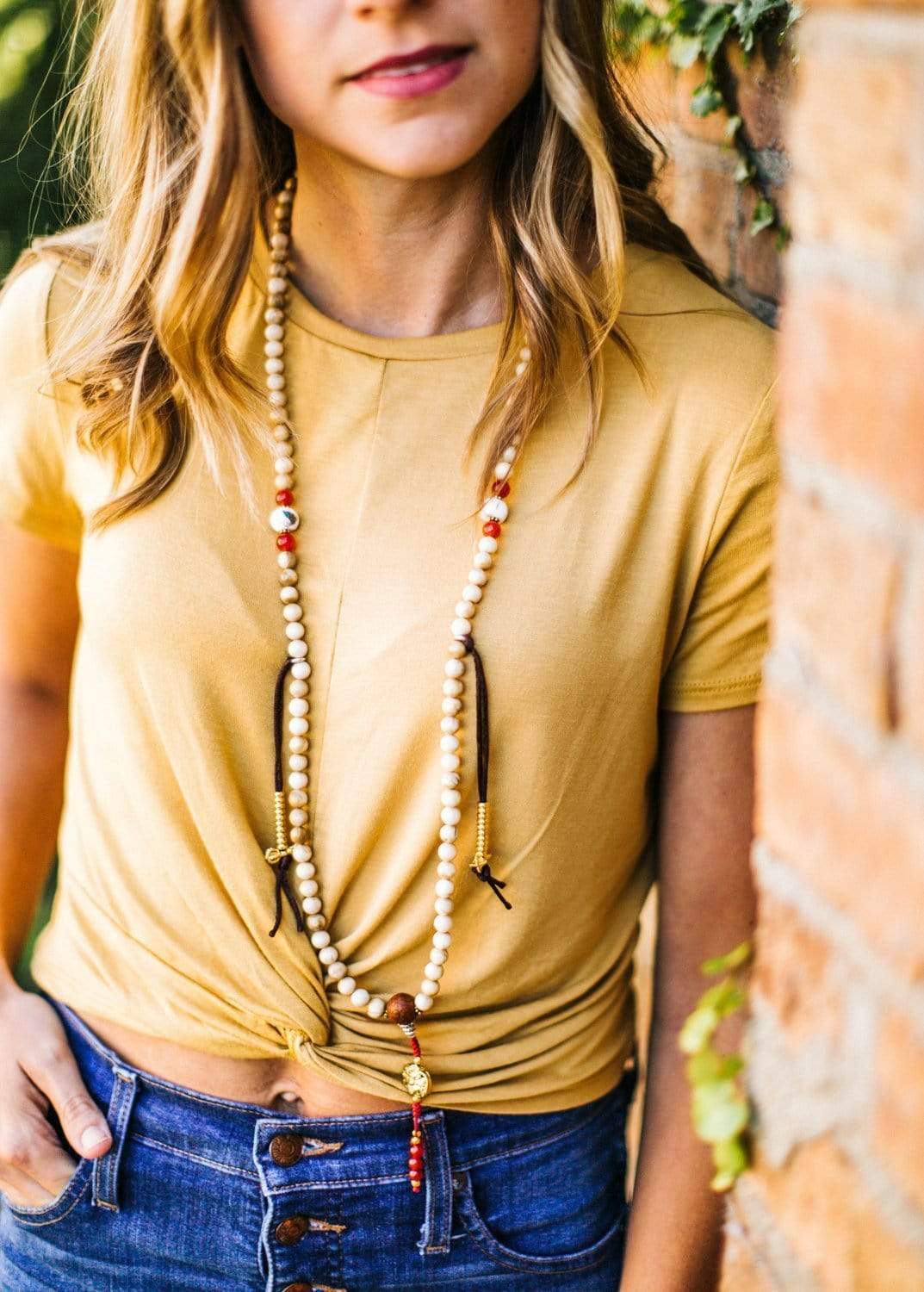 Shell Maala Naga Shell Mala with Tibetan Counters - DharmaShop