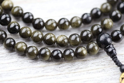 Mala Beads Negativity Blocking Obsidian Mala & Bracelet Set