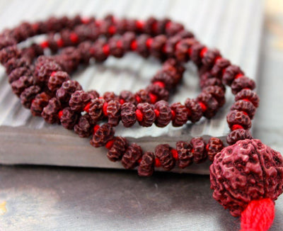 Mala Beads,New Items,Mala of the Day Default Tiny Rudraksha Hand Knotted Mala ml142