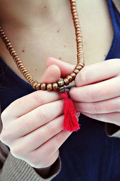 Mala Beads,New Items,Tibetan Style Default Copper Om Mani 108 Bead Mala ml121