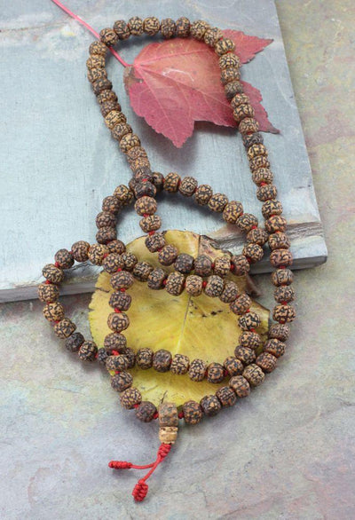 Mala Beads,New Items,Tibetan Style Default Hand Knotted Red Cord Rudrashka 108 Bead Mala ml120