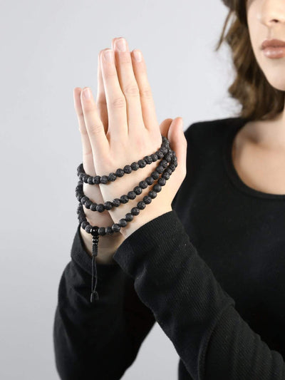 Mala Beads Stabilizing Lava Rock Mala & Bracelet Set