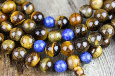 Mala Beads Strengthening Tiger Eye with Lapis 108 Bead Mala ML525
