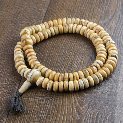 Mala Beads Tea Stained Bone Bead Mala ML558