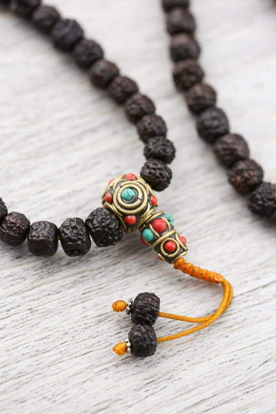 Mala Beads Tibetan Rudraksha Mala & Bracelet Set