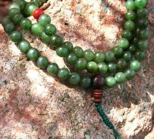 Mala Beads,Tibetan Style Default Jade Mala with Coral Spacers ml016