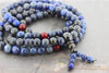 Mala Beads,Tibetan Style Default Stretchy Lapis Mala with Coral Spacers ml172