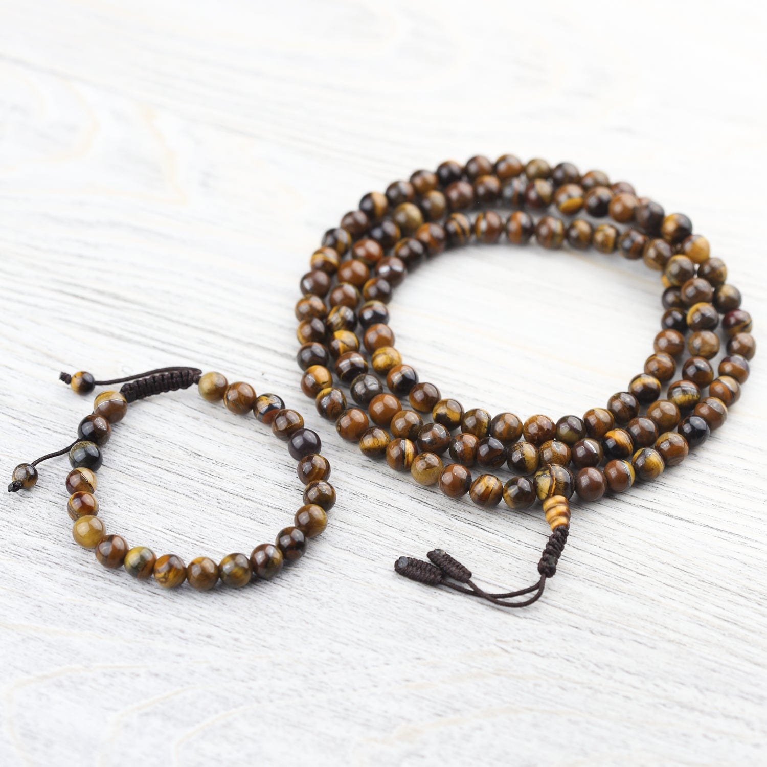 Mala Beads Tiger Eye Mala & Bracelet Set