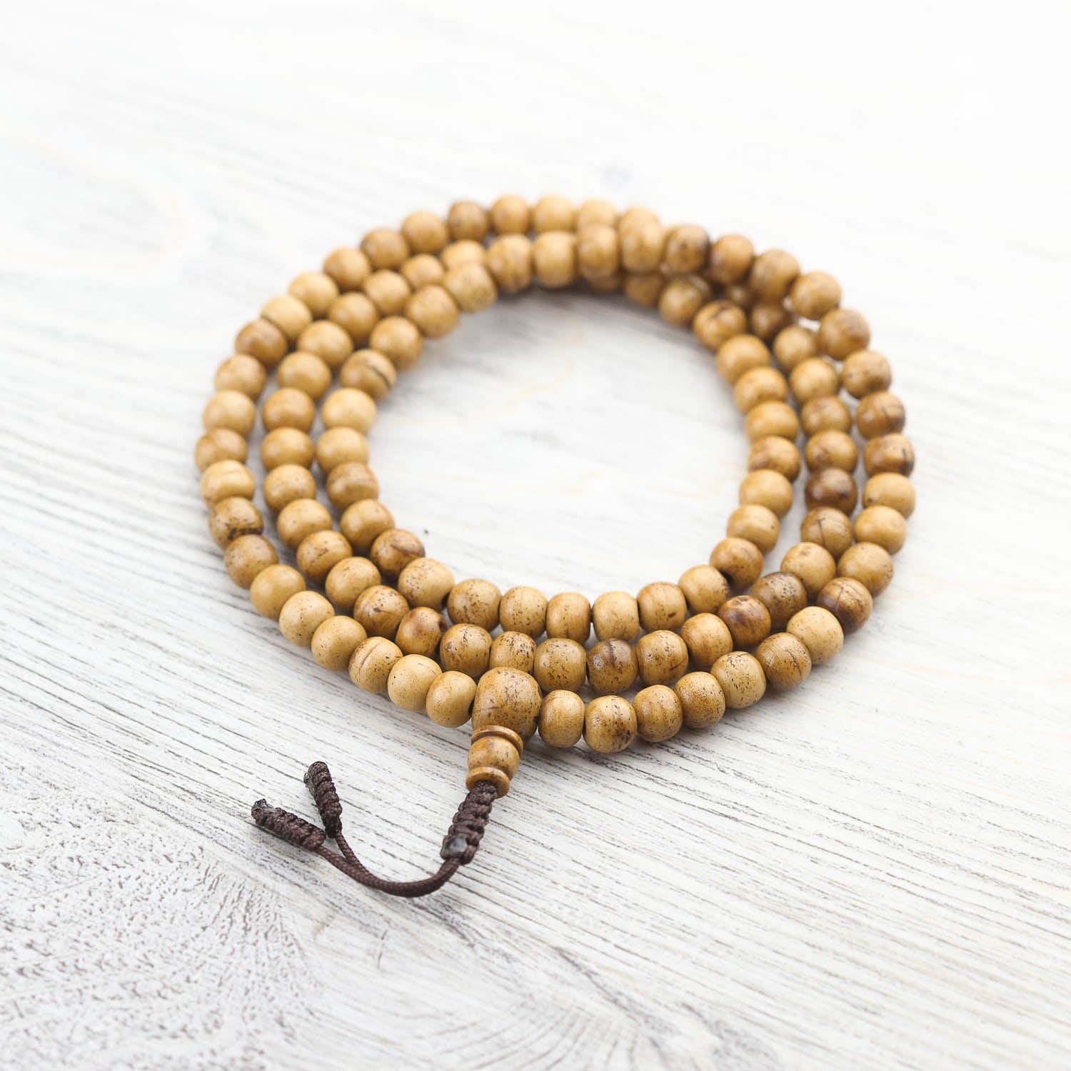 Cream Rondelle Bone Beads: 10mm, 108 Bead Yoga Mala