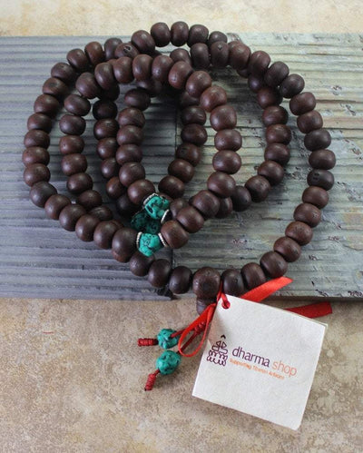 Mala Beads,Under 35 Dollars,Tibetan Style Default Bodhi Seed with Turquoise Spacers ml054