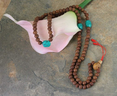 Mala Beads,Under 35 Dollars,Tibetan Style Default Traditional Tibetan Seed mala with Turquoise ml069