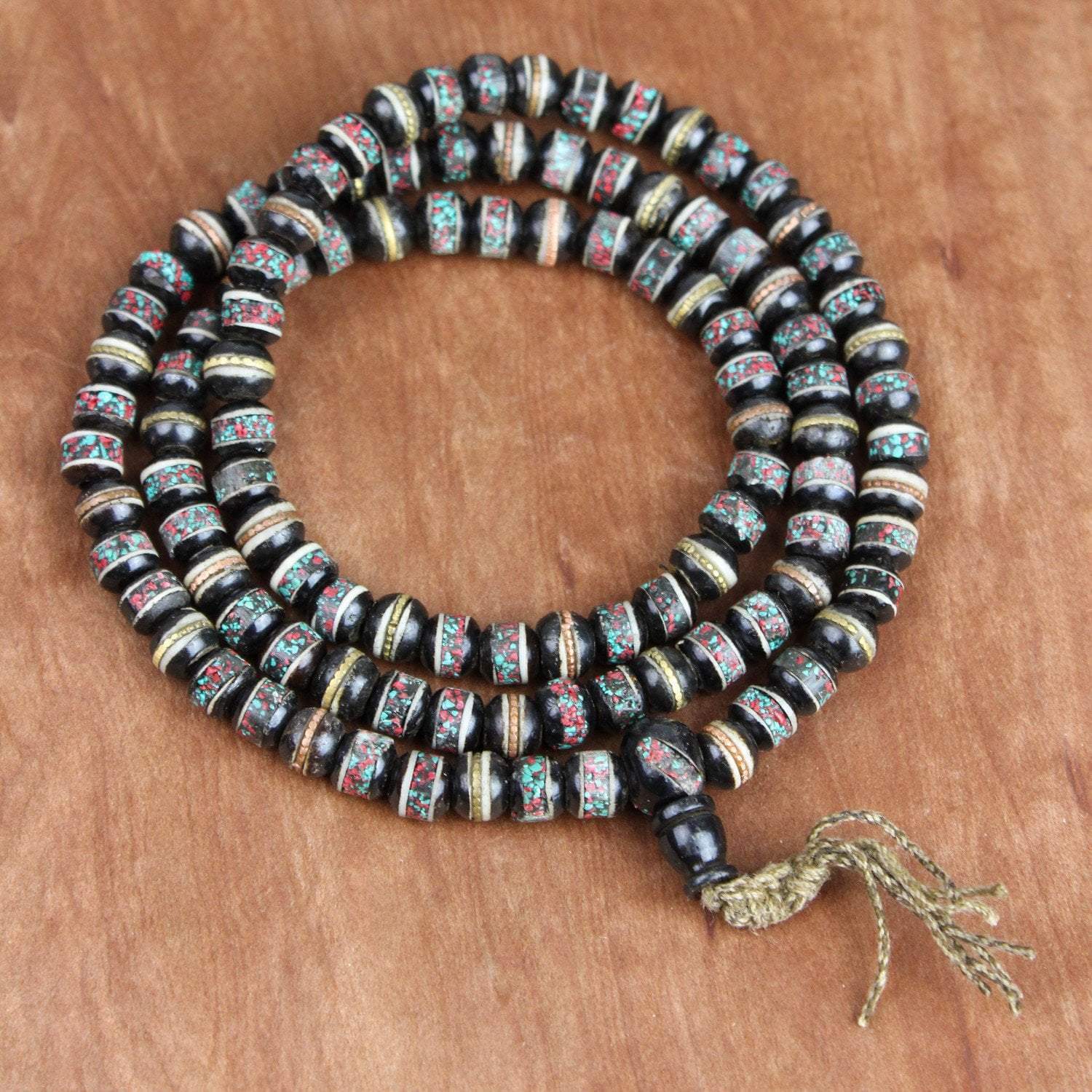 Mala Beads Vintage Black Bone Bead Prayer Mala ML533