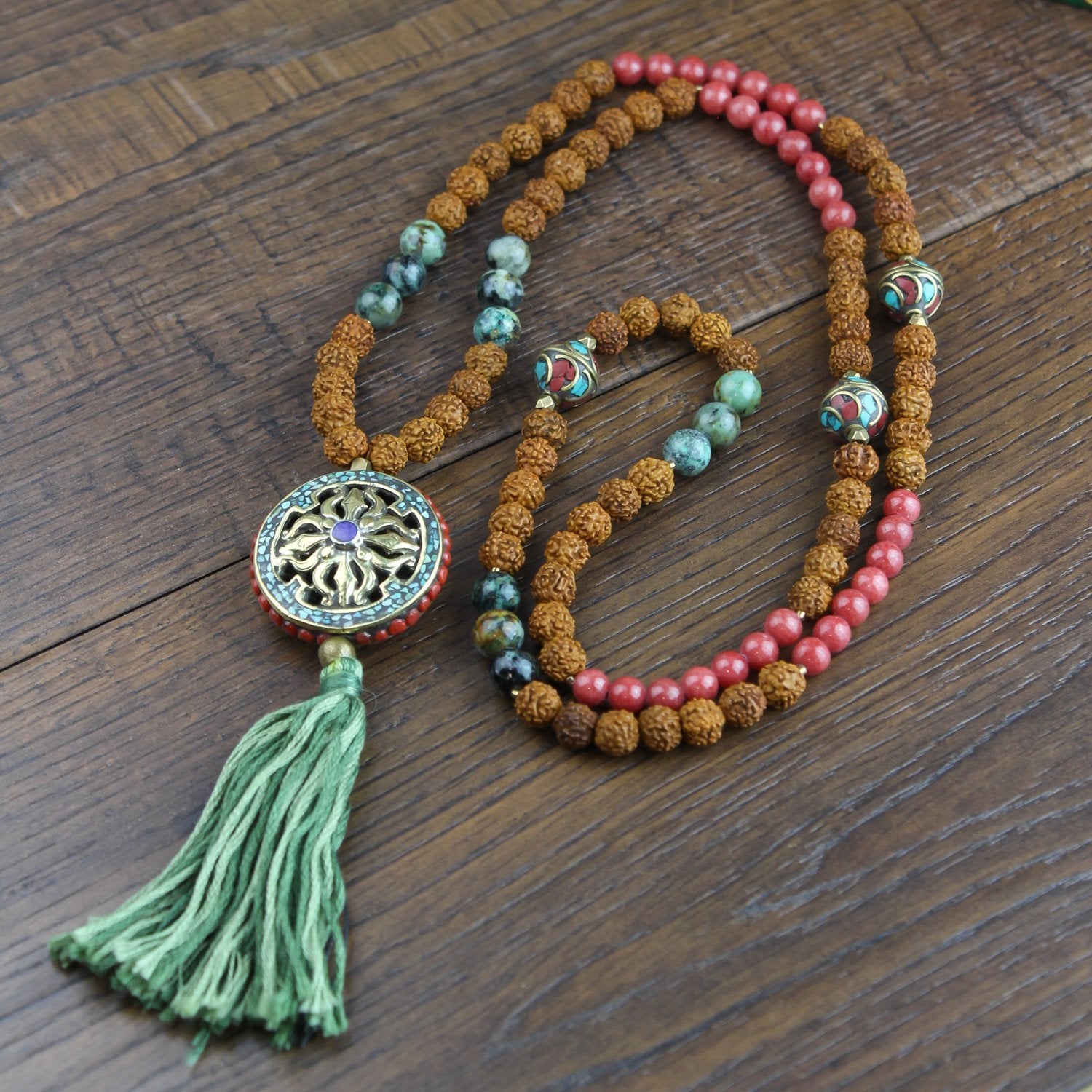 Mala Beads Vintage Tibetan Pendant Mala ML588