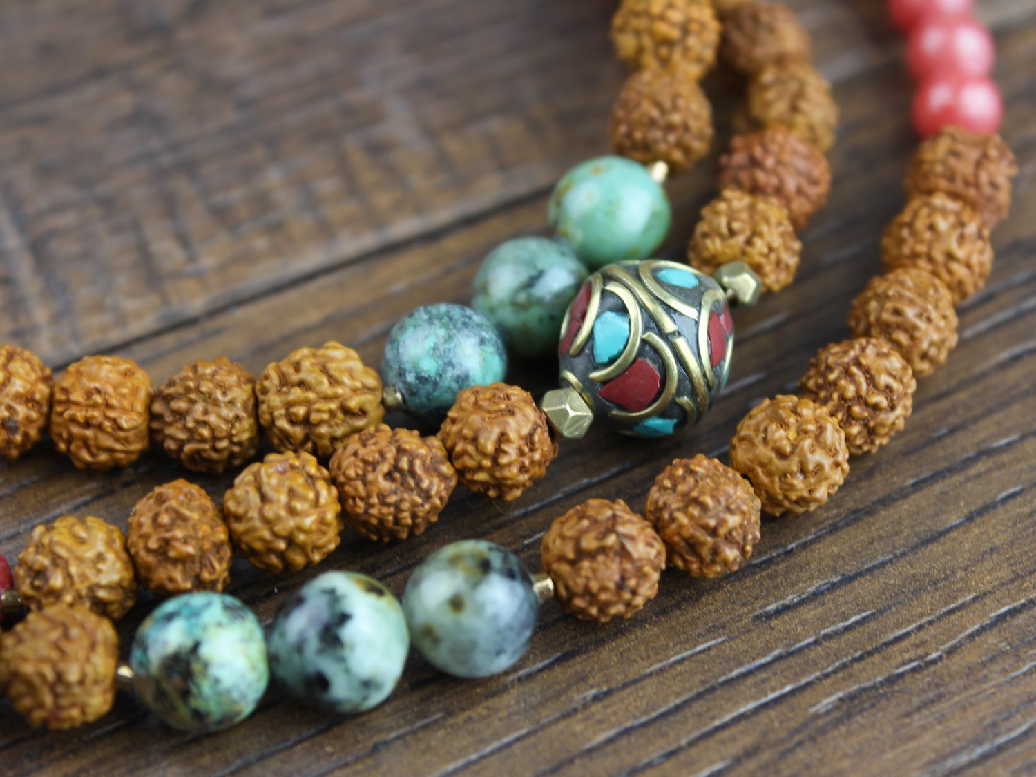 Mala Beads Vintage Tibetan Pendant Mala ML588