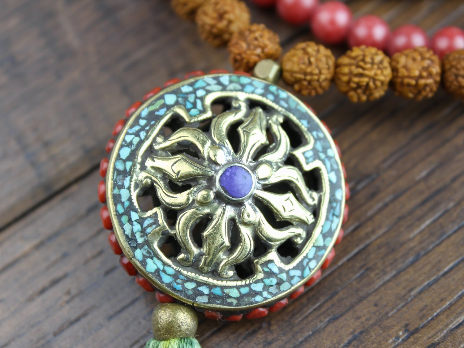Mala Beads Vintage Tibetan Pendant Mala ML588