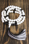 Mala Beads White Jasper and Onyx Reflection Mala ML501