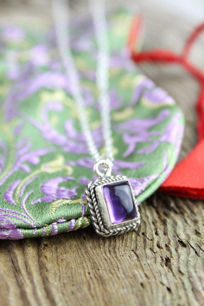 Necklaces Amethyst Charm Necklace with Mala Gift Bag JN690