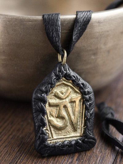 Necklaces Brass Tibetan Om Pendant Necklace JN735