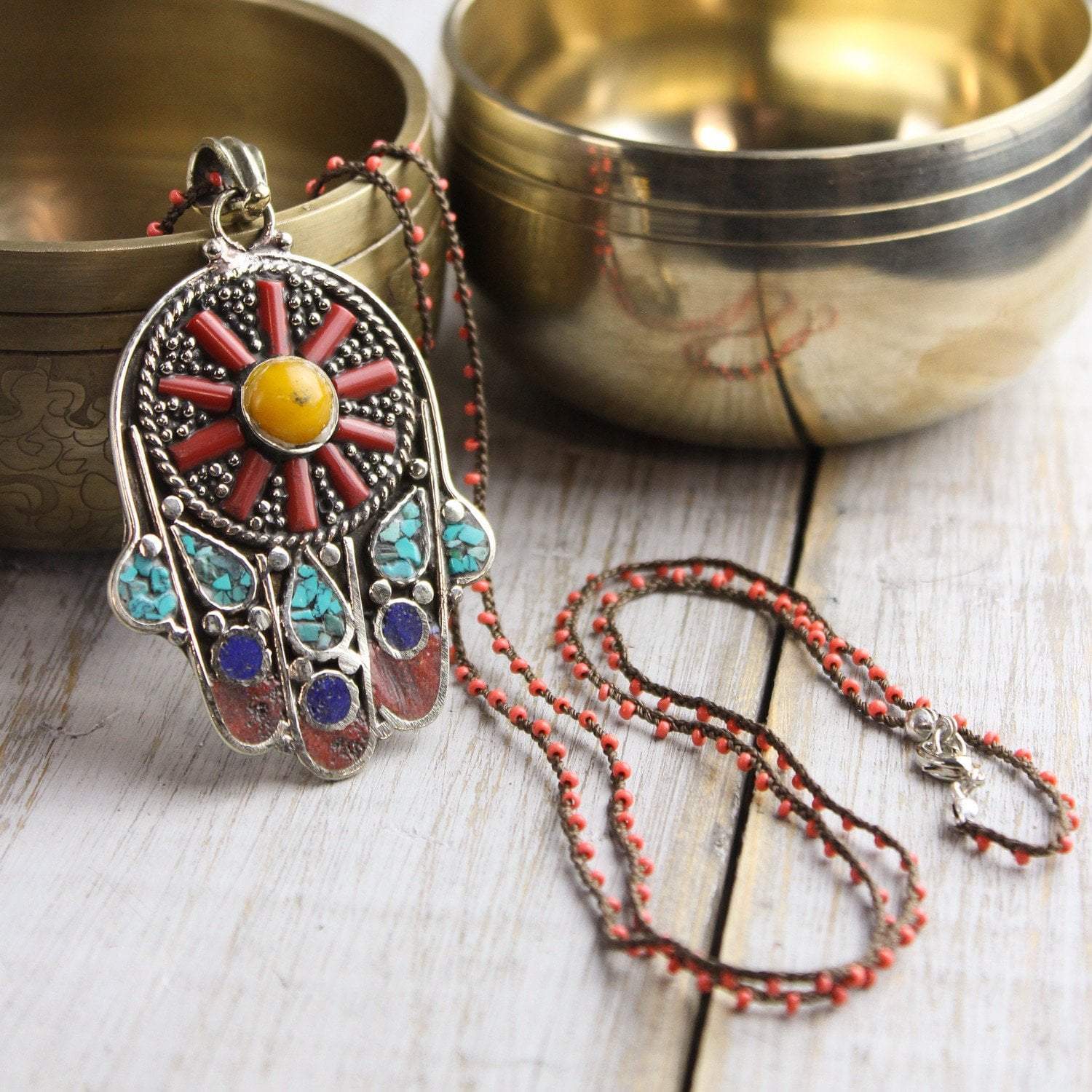 Necklaces Colorful Hamsa Necklace JN699