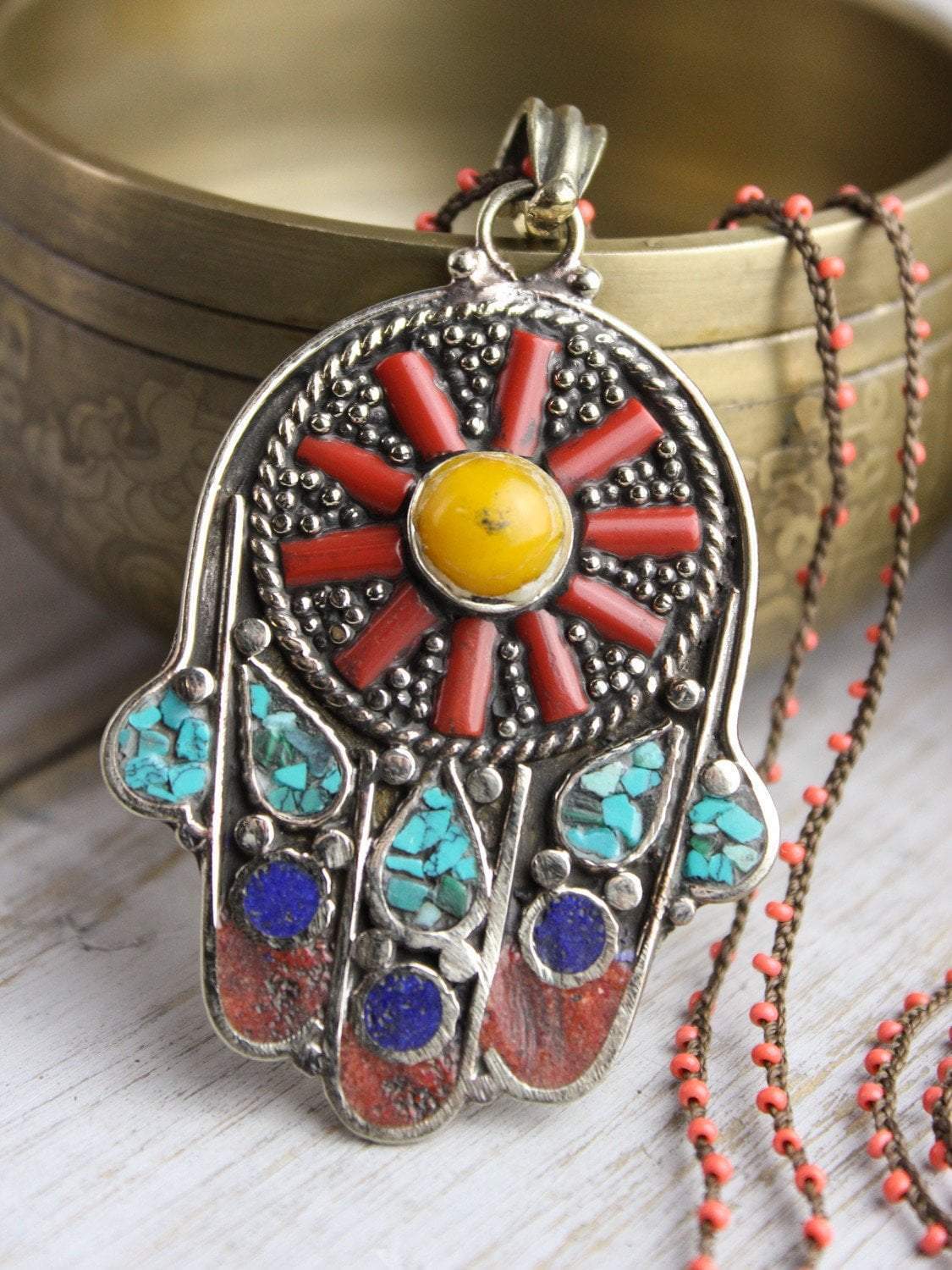 Colorful Hamsa Necklace
