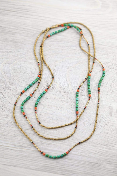 Colorful Turquoise and Gold Wrap Necklace