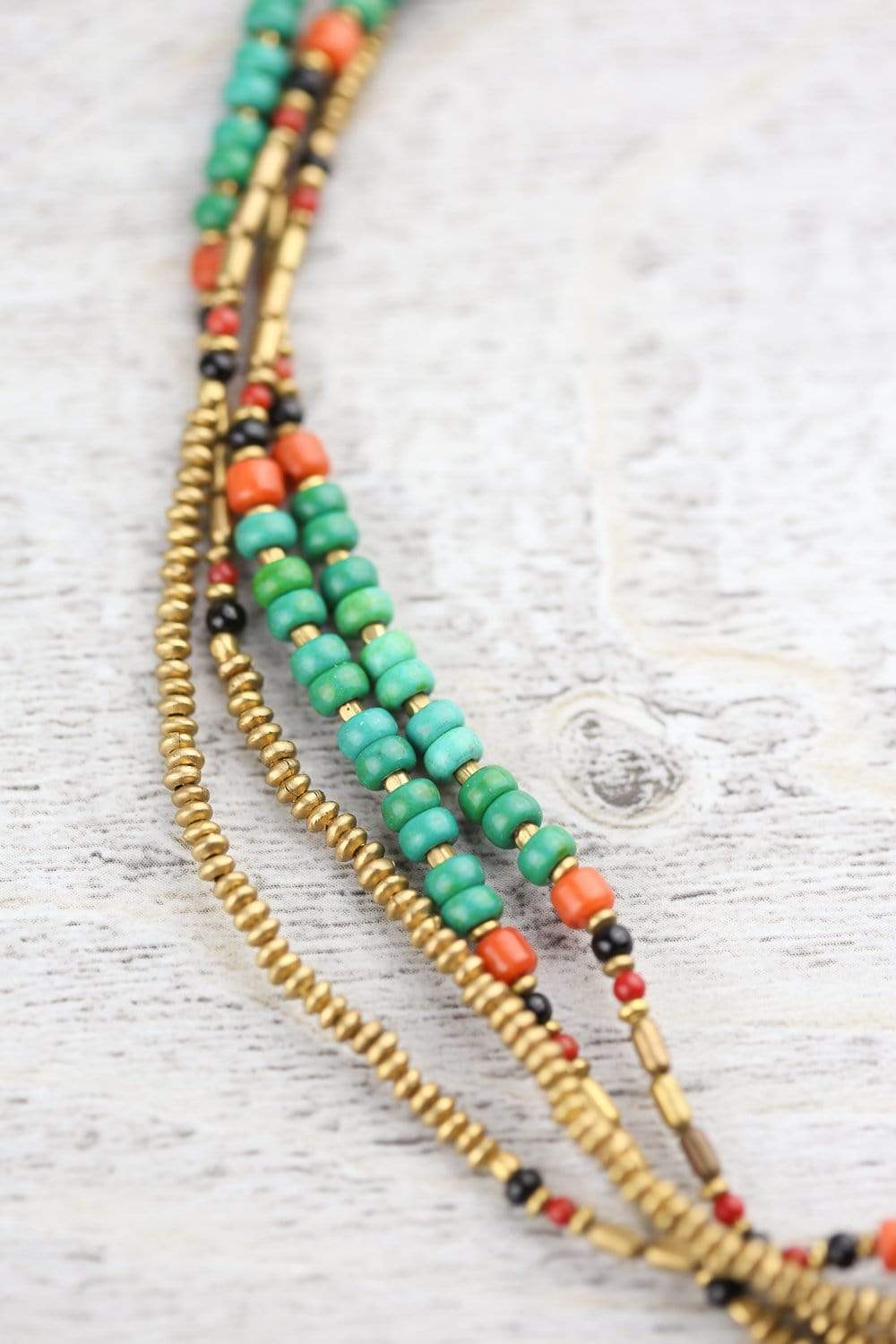 Colorful Turquoise and Gold Wrap Necklace