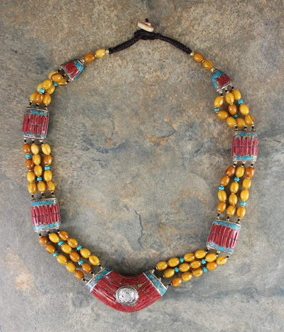 Necklaces Default Amazing Tibetan Amber Tibetan Necklace jn271
