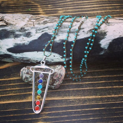 Necklaces Default Chakra Necklace With Turquoise jn391