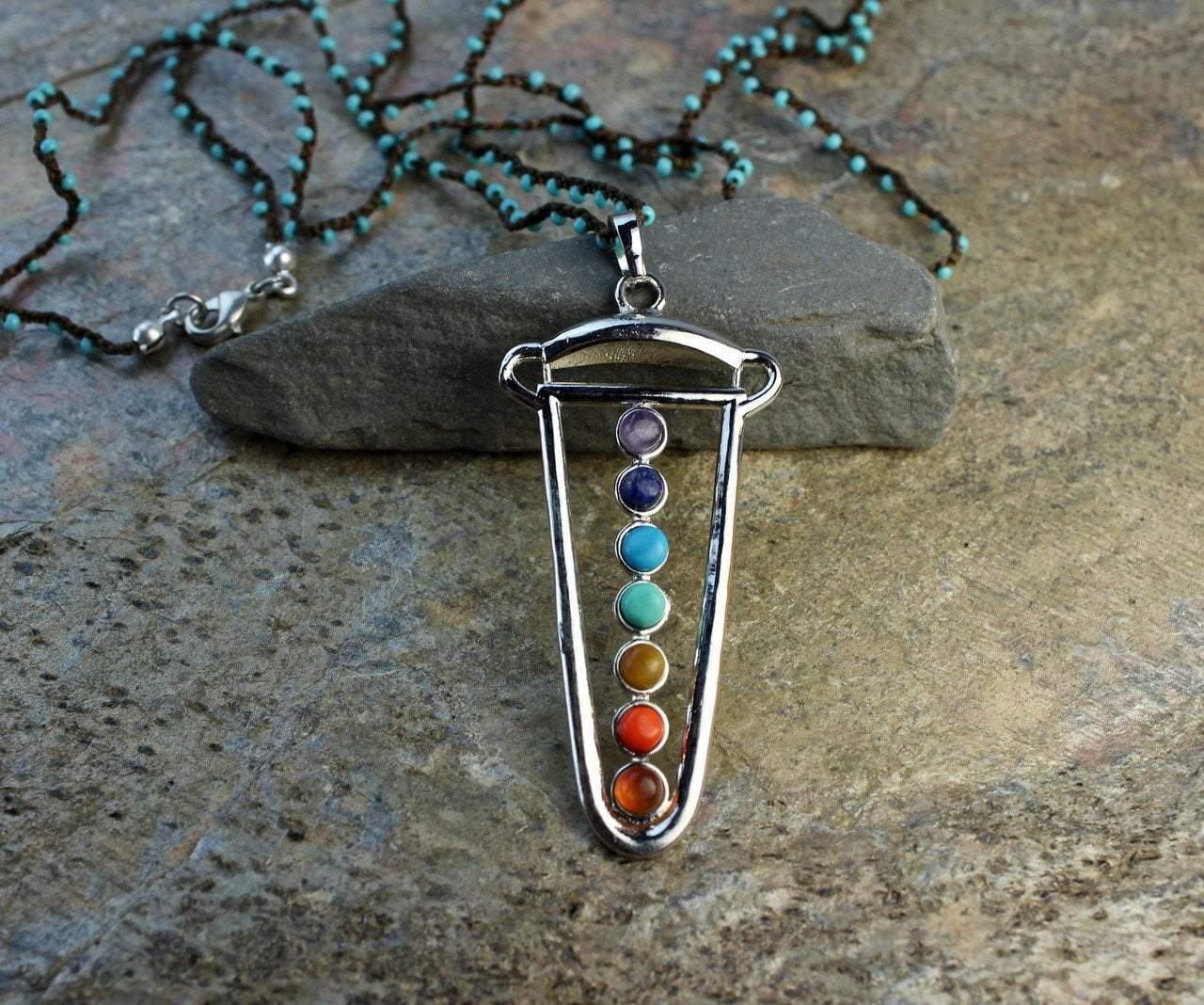 Necklaces Default Chakra Necklace With Turquoise jn391