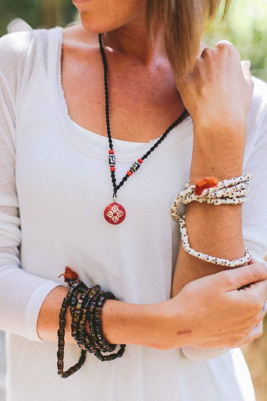 Necklaces Default Double Dorje Coral Flower Pendant Necklace jn506