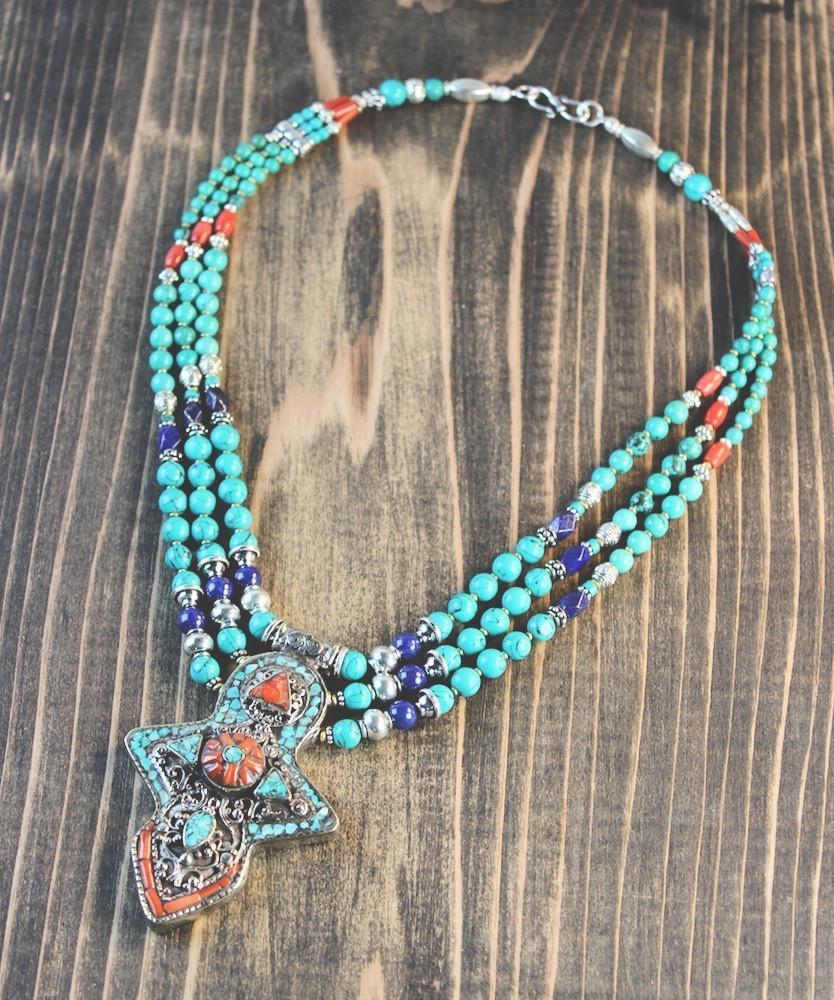 Necklaces Default Enchanting Vintage Tibetan Necklace jn096